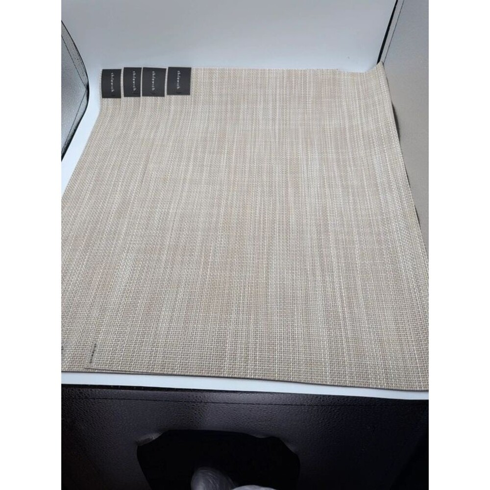Chilewich Placemats Beige New Woven Lot 4 Mini Basketweave Parchment